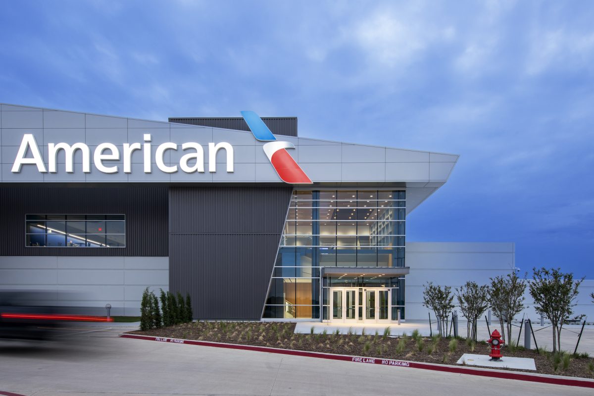 Exterior of an American Airlines facility designed by Netta Architects